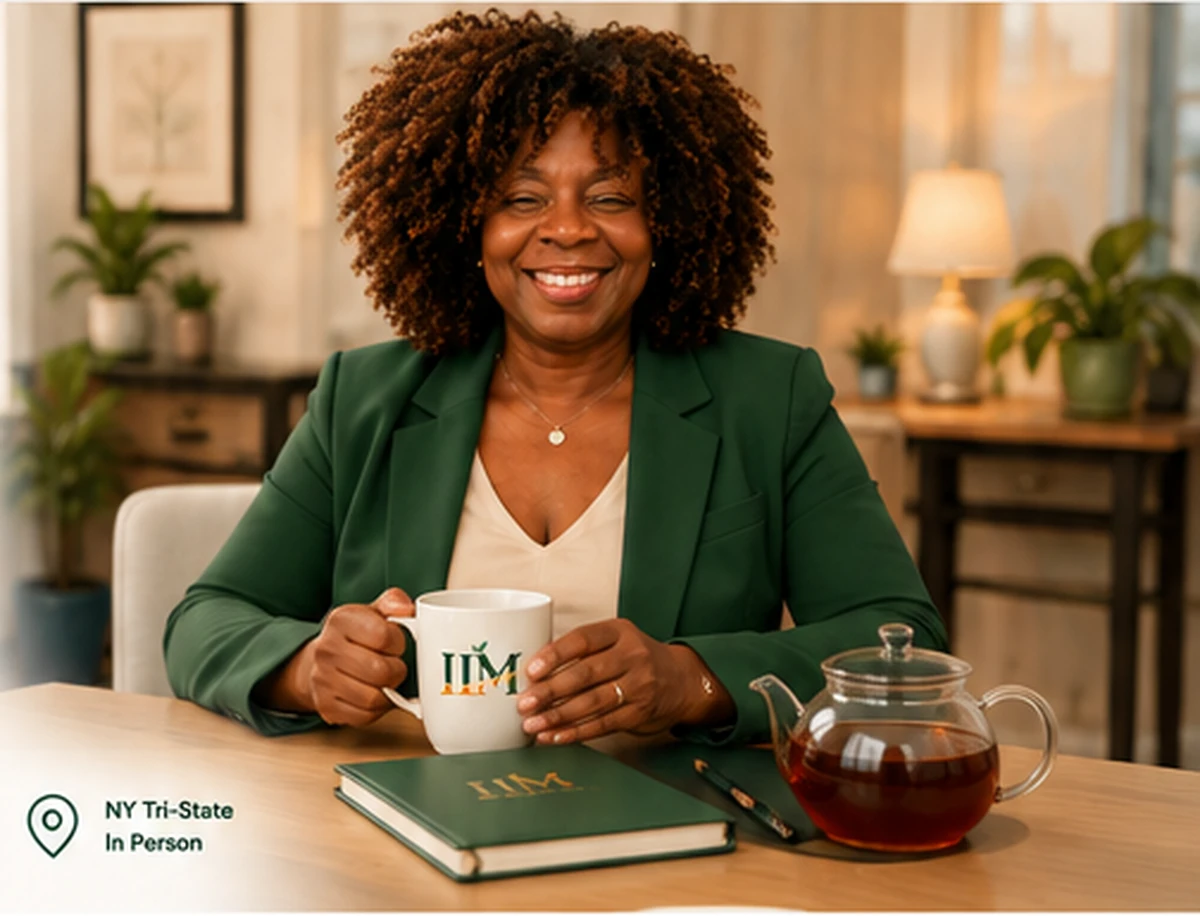 Shelley Biggart, founder of IIM Consulting, seated at a table